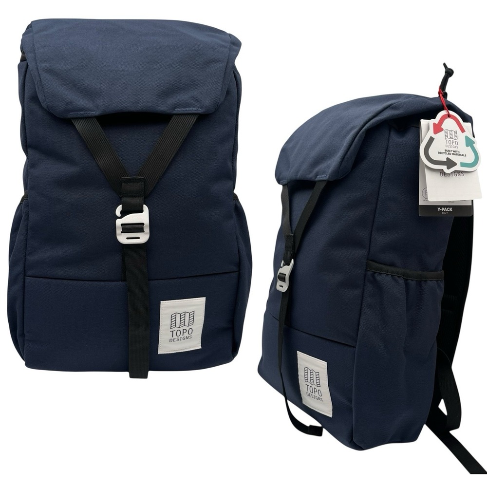 Topo Designs Men's Y-Pack 24L Backpack Navy Blue Fits 15" Laptop Travel Friendly